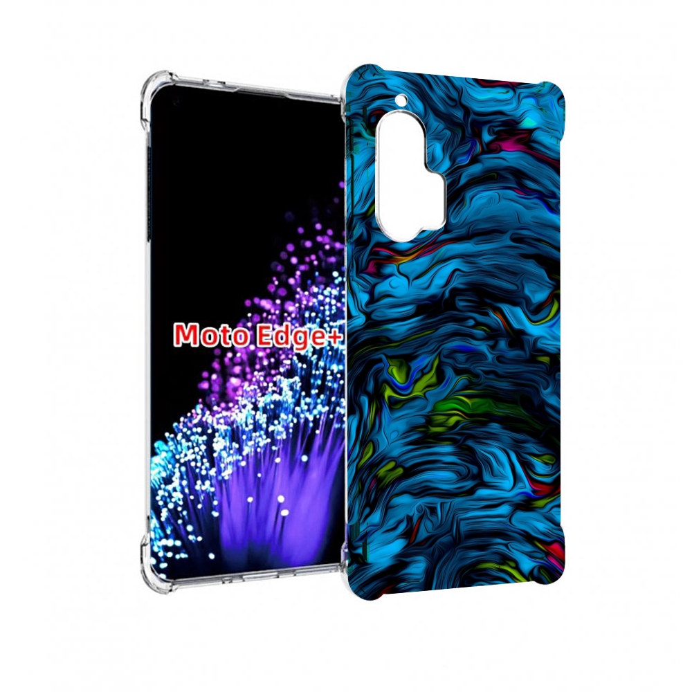 

Чехол MyPads голубая краска в темноте для Motorola Edge+ Plus, Прозрачный, Tocco