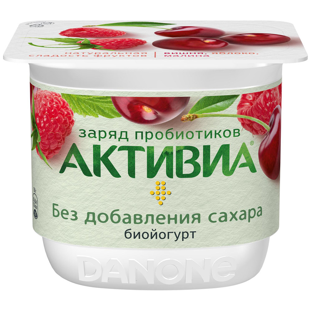 

Биойогурт Активиа вишня-яблоко-малина без сахара 2,9% 150 г