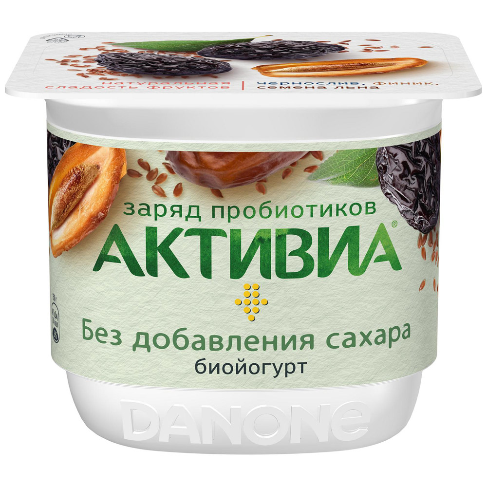 

Биойогурт Активиа чернослив-финик-семена льна без сахара 2,9% 150 г