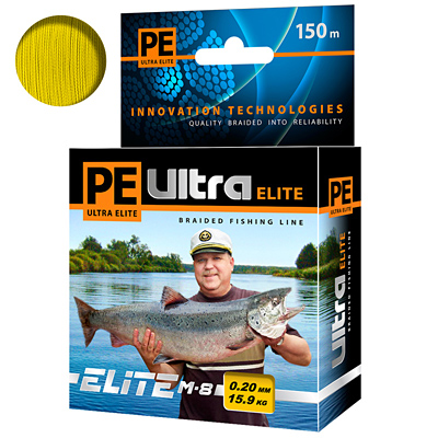 

Леска плетеная Aqua PE Ultra Elite M-8 0,2 мм, 150 м, 15,9 кг, yellow, Желтый, PE Ultra Elite M-8