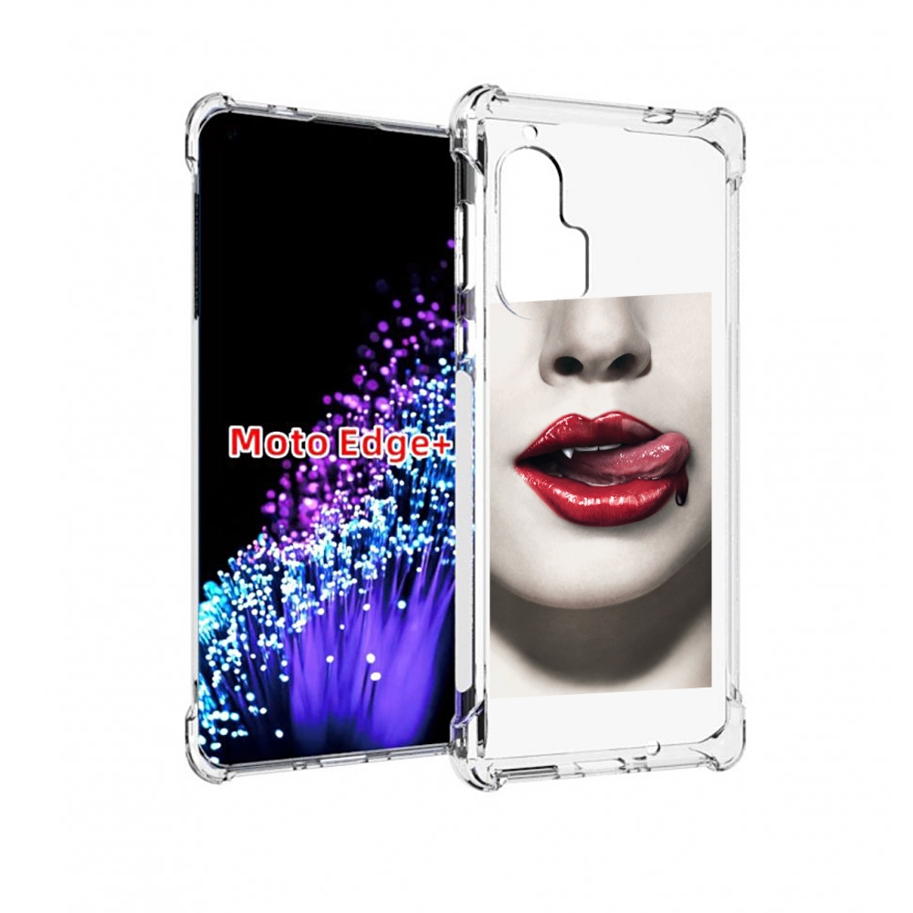 

Чехол MyPads губы-вампирши для Motorola Edge+ Plus, Прозрачный, Tocco