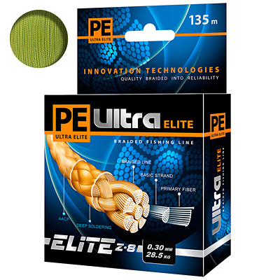 фото Леска плетеная aqua pe ultra elite z-8 0,3 мм, 135 м, 28,5 кг, olive