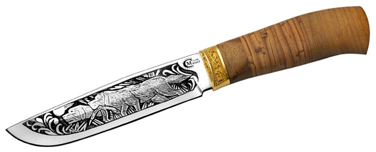 фото Охотничий нож путник; сталь 65х13; рукоять береста ворсма