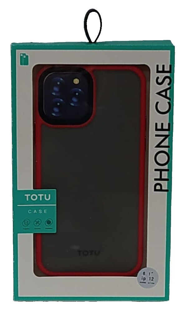 

Накладка для iPhone 12/12 Pro 6.1" TOTU Gingle под кожу серая-красная, Серый;красный