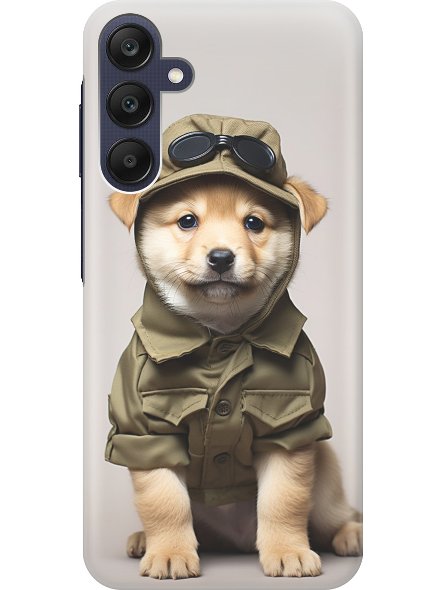 

Силиконовый чехол на Samsung Galaxy A25 с рисунком "Щенок в форме", Серый;зеленый, 20012134