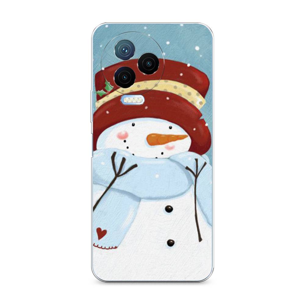 

Чехол на Infinix Note 12 Pro 4G/Note 12 2023 "Застенчивый снеговик", Голубой;белый;красный, 3102250-5