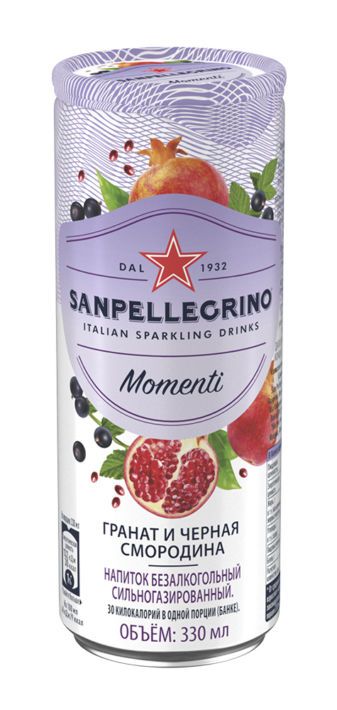 Газированный напиток Sanpellegrino сокосодержащий гранат и черная смородина 0,33 л