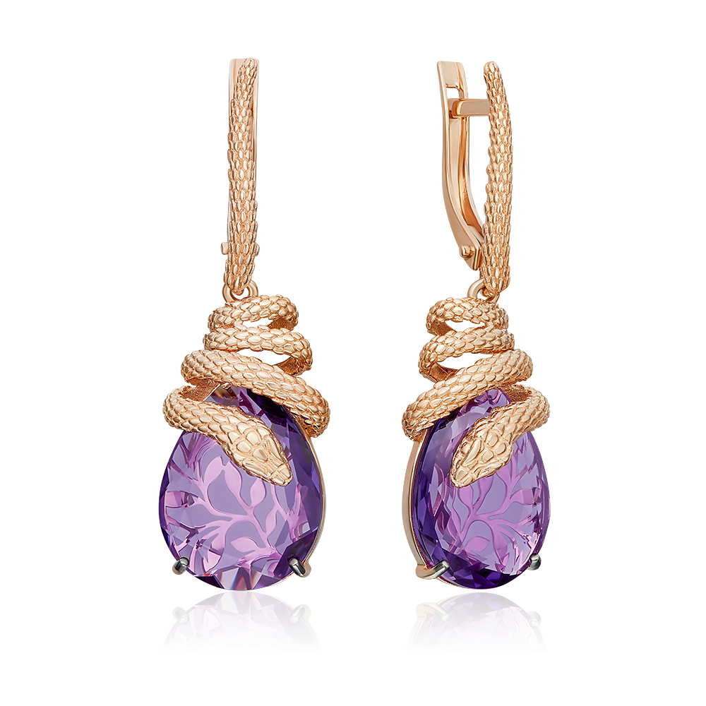 

Серьги подвески из красного золота PLATINA jewelry 02-5289-00, аметист, 02-5289-00