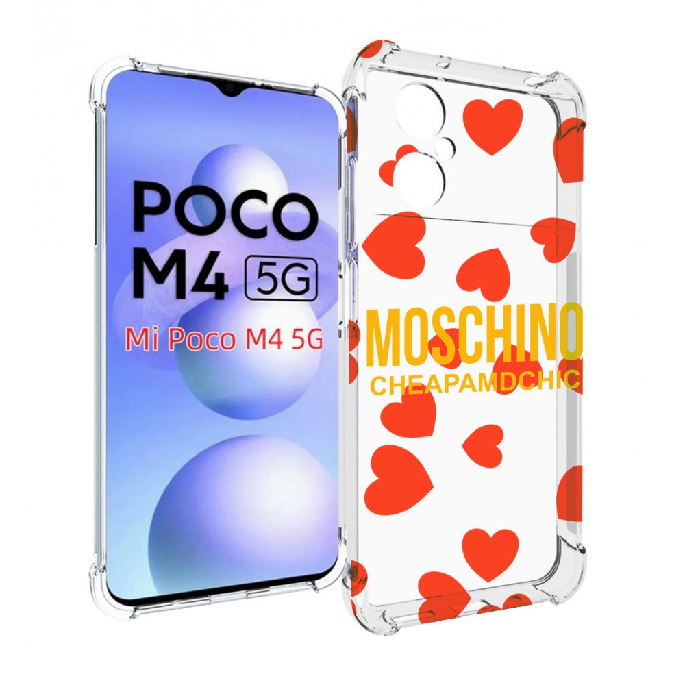 

Чехол MyPads сердца-москино для Xiaomi Poco M4 5G, Прозрачный, Tocco