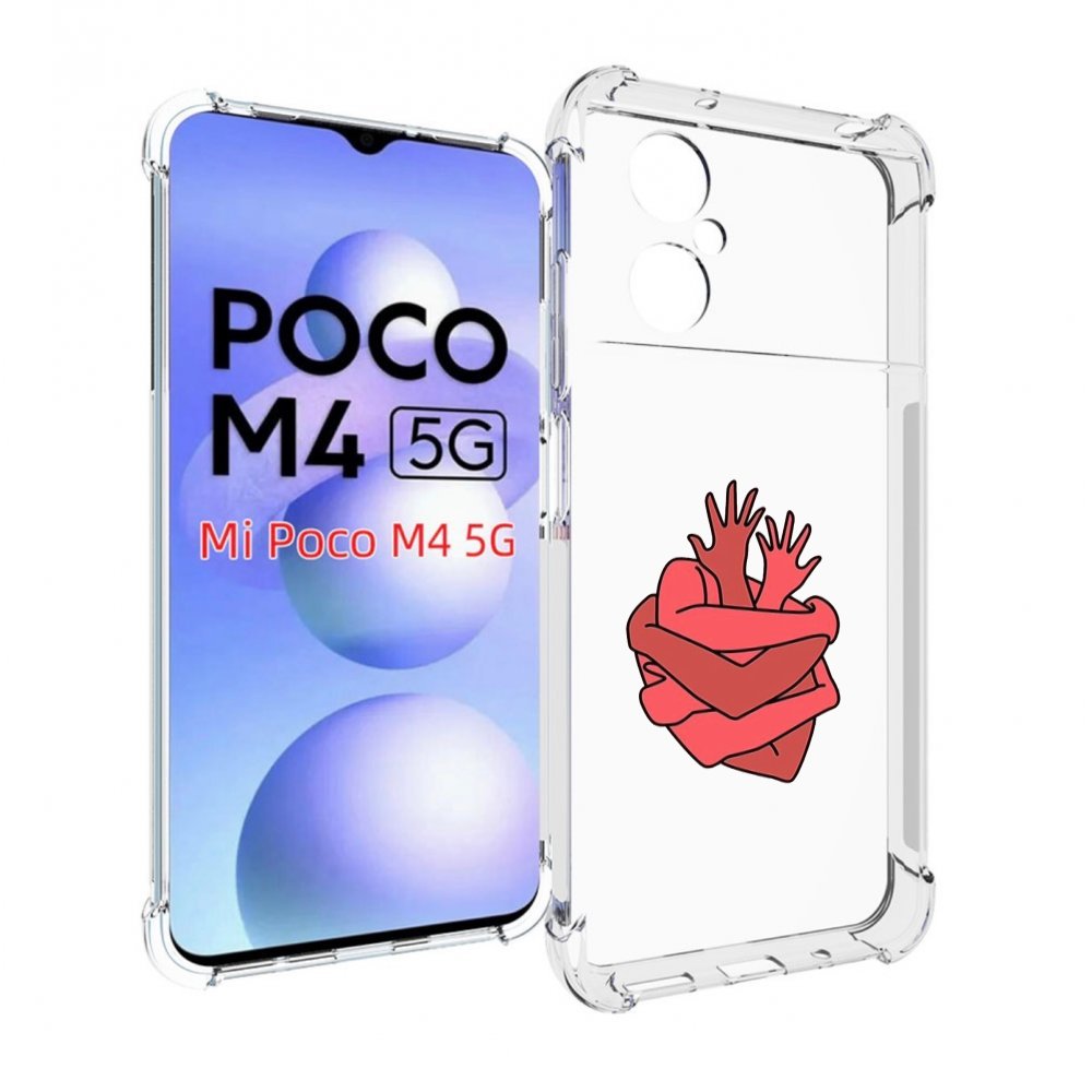 

Чехол MyPads сердце из ручек для Xiaomi Poco M4 5G, Прозрачный, Tocco