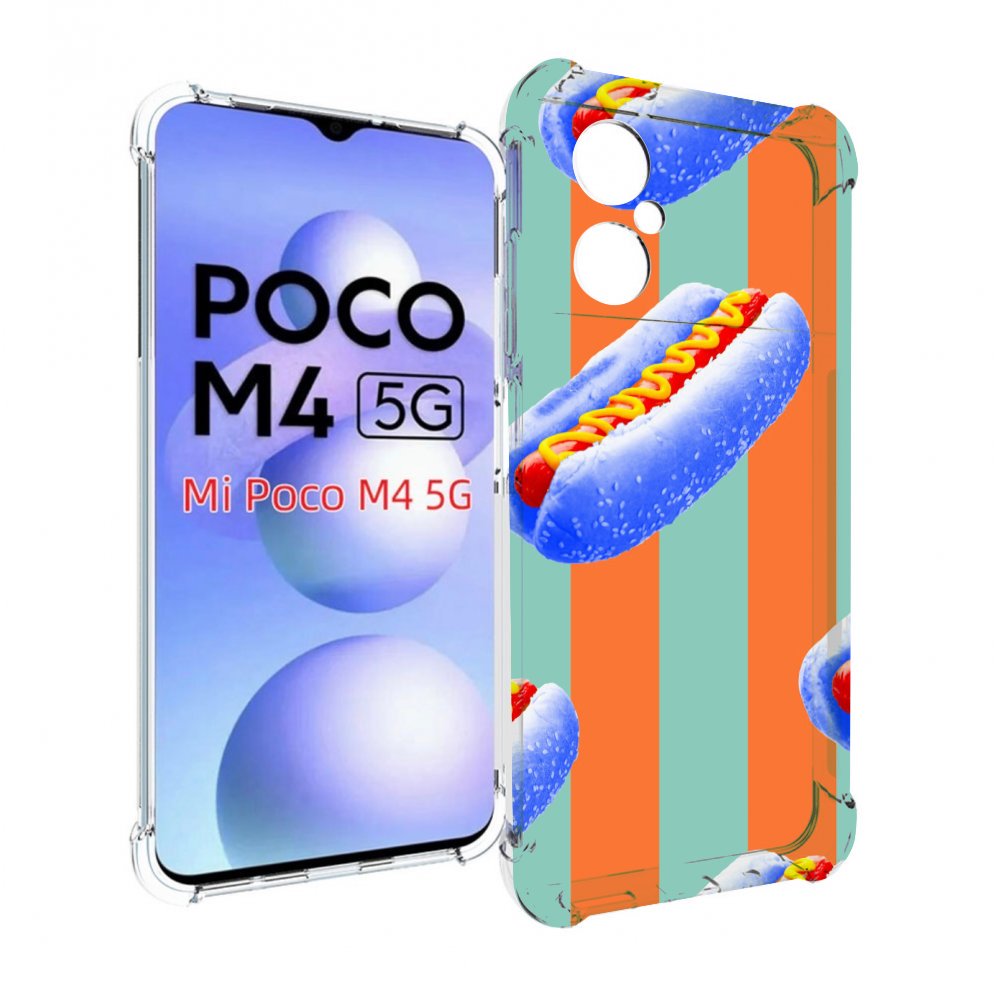 

Чехол MyPads синие хотдоги для Xiaomi Poco M4 5G, Прозрачный, Tocco