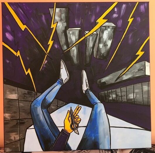 

Картина акрилом Повелитель мира, холст 50х50 см, для интерьера, музыка, варган, Повелитель мира