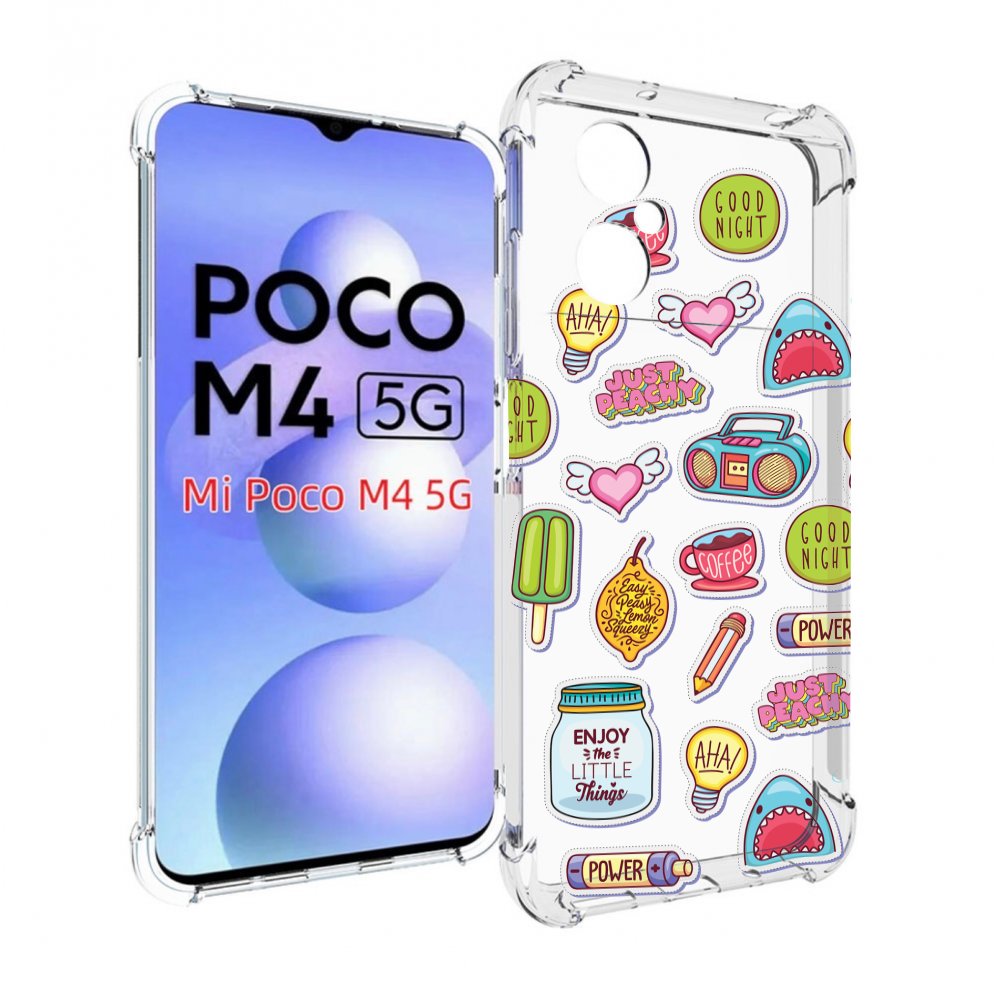 

Чехол MyPads стикер-пак для Xiaomi Poco M4 5G, Прозрачный, Tocco
