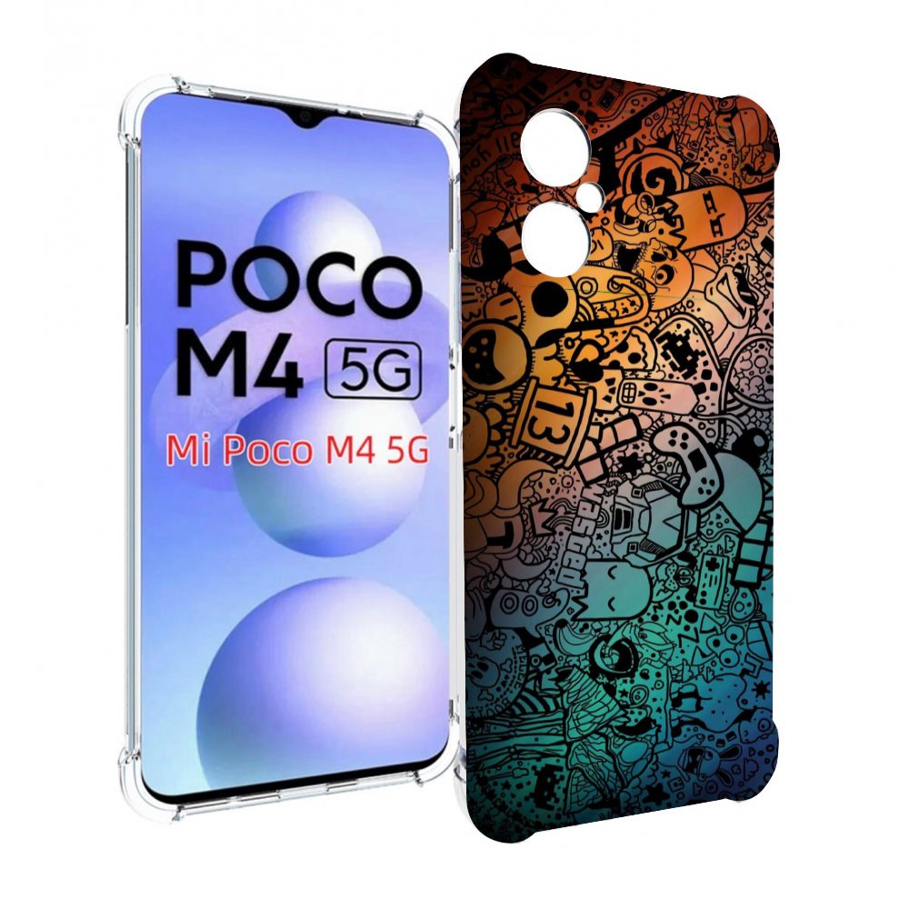 

Чехол MyPads стикеты в тени для Xiaomi Poco M4 5G, Прозрачный, Tocco
