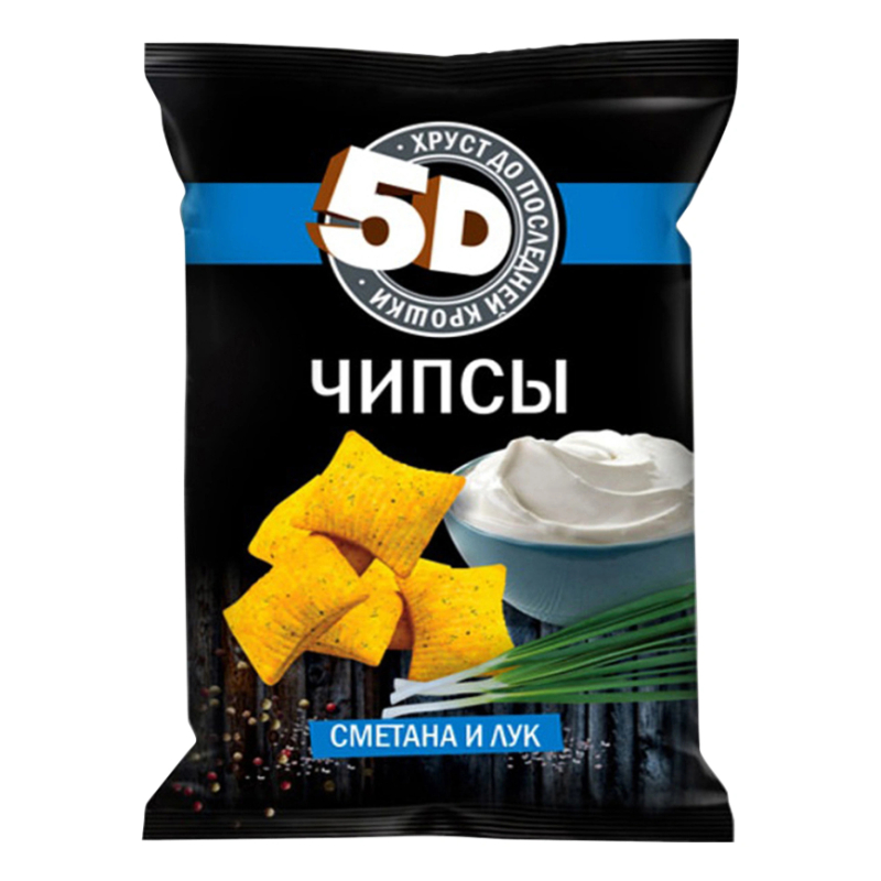 Чипсы пшеничные 5D со вкусом сметана и лук, 90 г