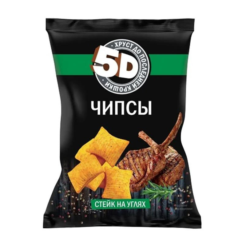 Чипсы пшеничные 5D со вкусом стейк на углях, 90 г