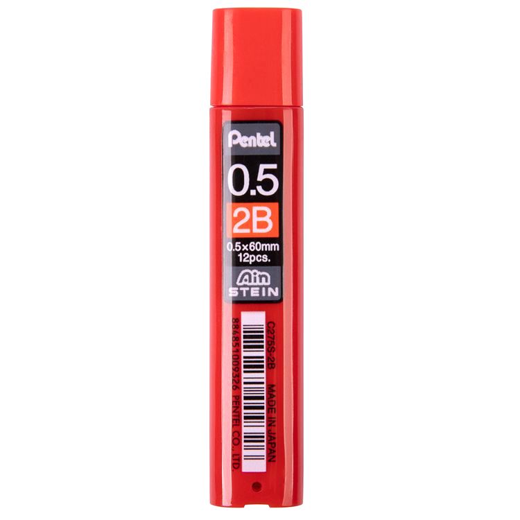 Грифели для карандашей Pentel Ain Stein 0,5 мм, 2B, 12 шт.