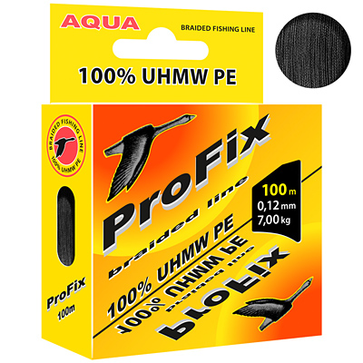 Леска плетеная Aqua ProFix 0,12 мм, 100 м, 7 кг, black