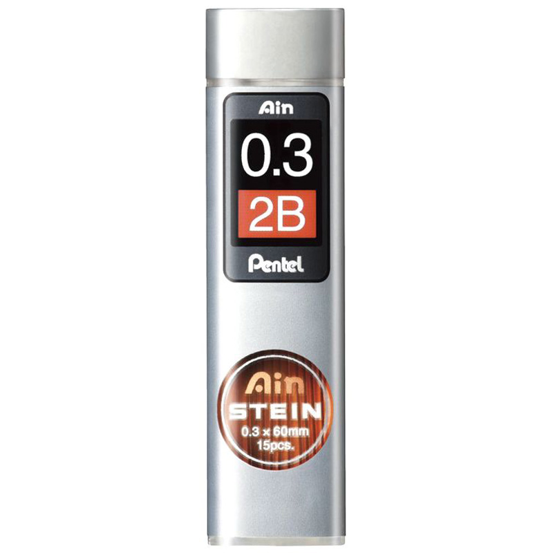 Грифели для карандашей Pentel Ain Stein, 0,3 мм, 15 грифелей 2B