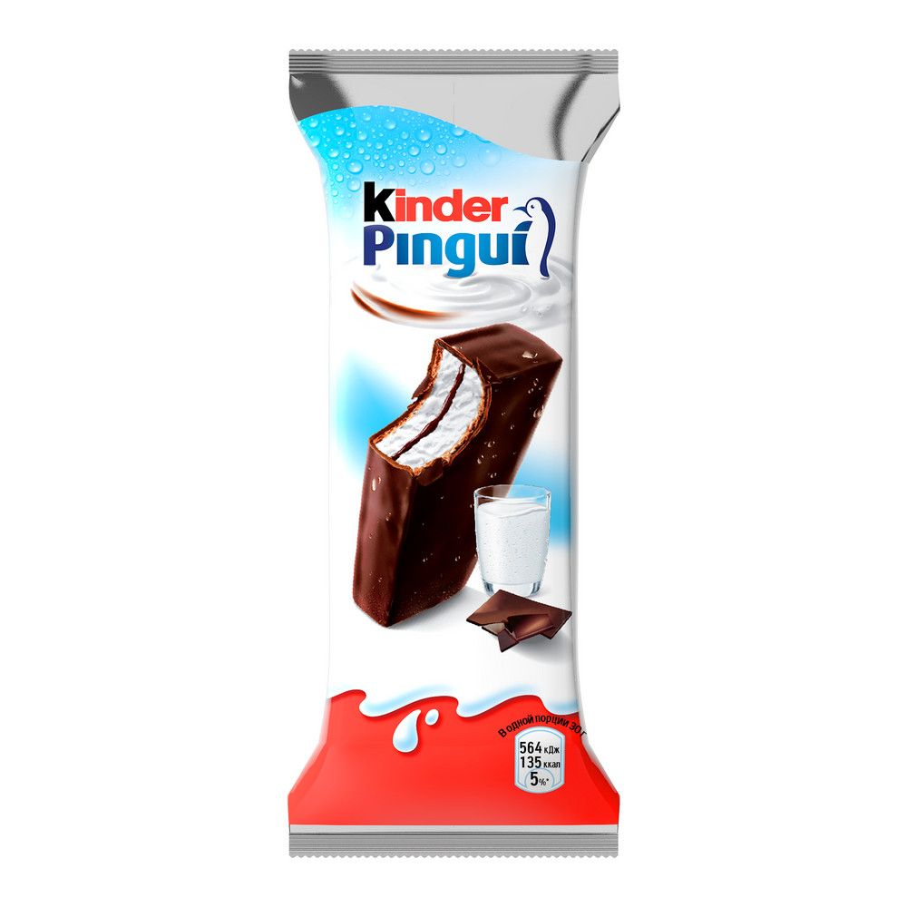 Пирожное Kinder Pingui бисквитное с молочной начинкой в темном шоколаде 30 г 79₽