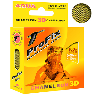 Леска плетеная Aqua ProFix Chameleon 3D 0,08 мм, 100 м, 4,1 кг, desert