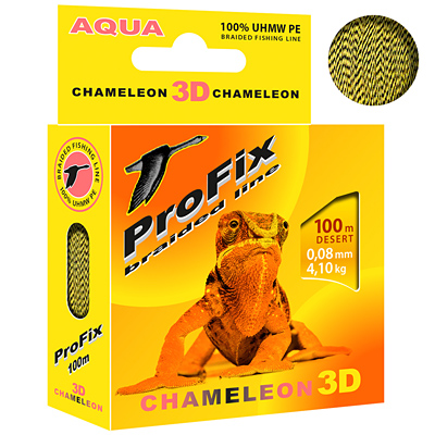 фото Леска плетеная aqua profix chameleon 3d 0,08 мм, 100 м, 4,1 кг, desert