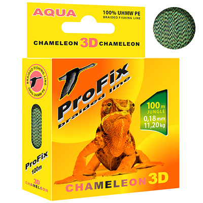 

Леска плетеная Aqua ProFix Chameleon 3D 0,18 мм, 100 м, 11,2 кг, jungle, Зеленый, ProFix Chameleon 3D