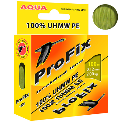 Леска плетеная Aqua ProFix 0,12 мм, 100 м, 7 кг, olive