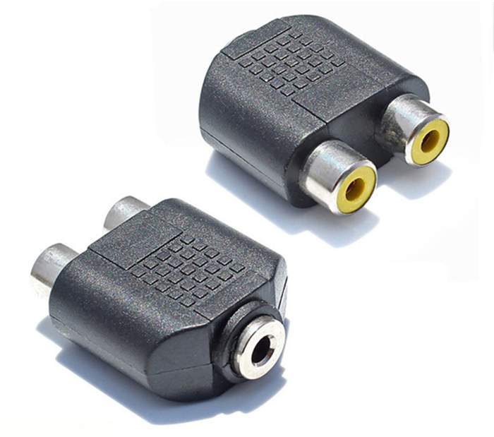 

Адаптер-переходник GSMIN RT-64 3.5 мм F - 2 x RCA F Black, Черный