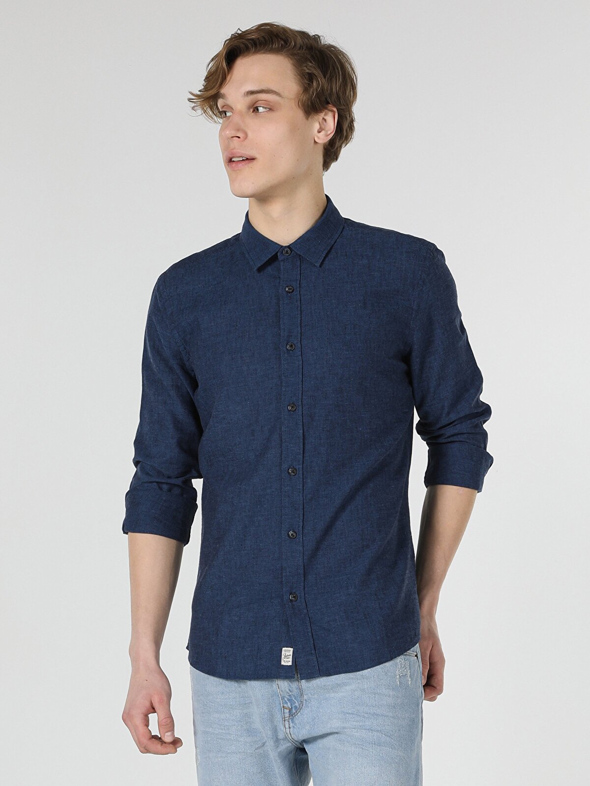 Рубашка мужская Colins CL1041771_Q1.V1 синяя XXL