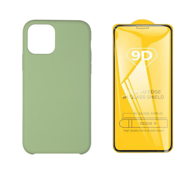 фото Чехол с защитным стеклом qvatra для iphone 11 зеленый