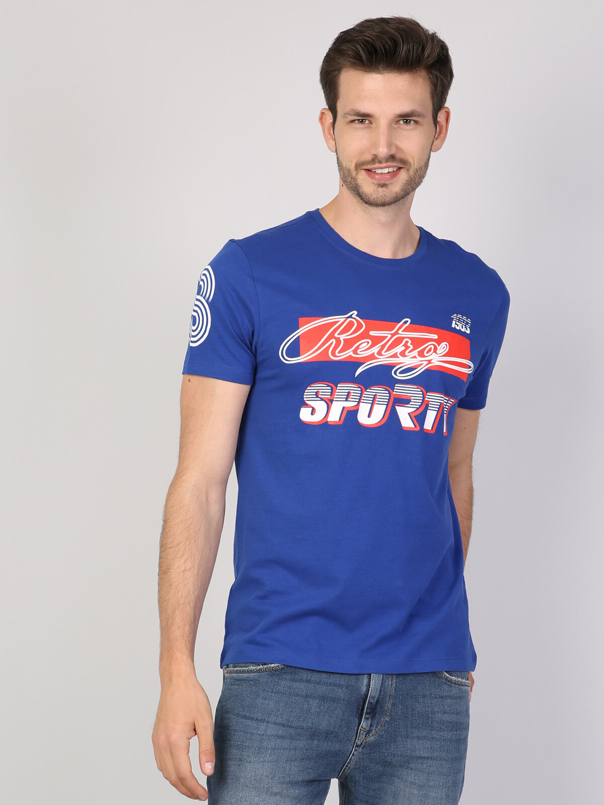 

Футболка мужская Colins CL1040682_Q1.V1 синяя XS, Синий, CL1040682_Q1.V1