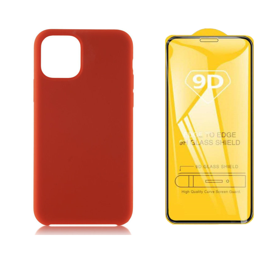 фото Чехол с защитным стеклом qvatra для iphone 11 красный