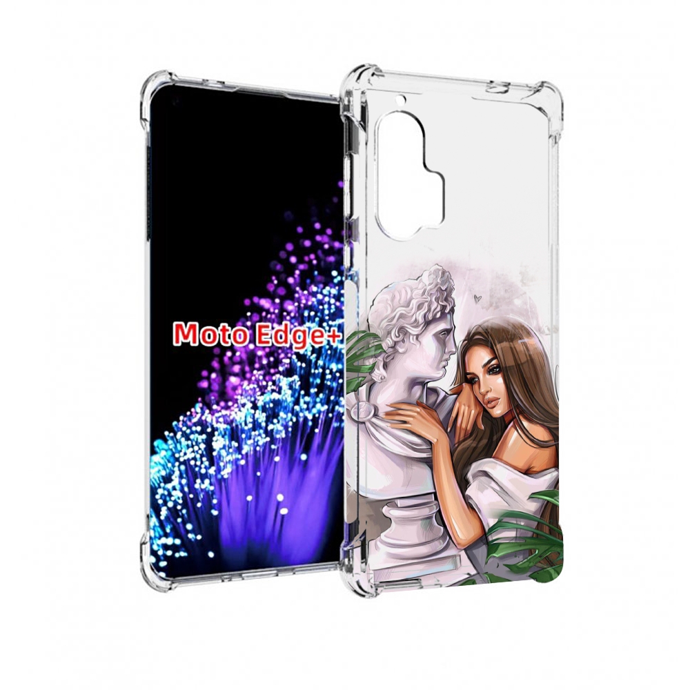 

Чехол MyPads девушка-модель-со-статуей женский для Motorola Edge+ Plus, Прозрачный, Tocco