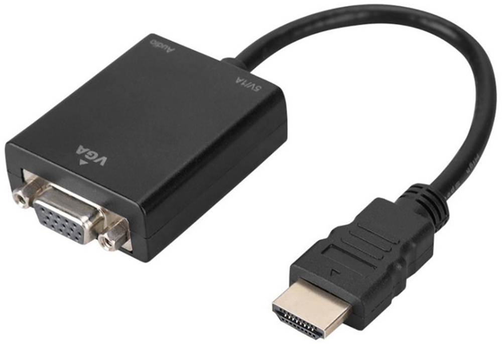 Адаптер-переходник GSMIN VH23 HDMI (M) - VGA (F) + 3.5мм mini Jack (F) + DC 5В (Черный)