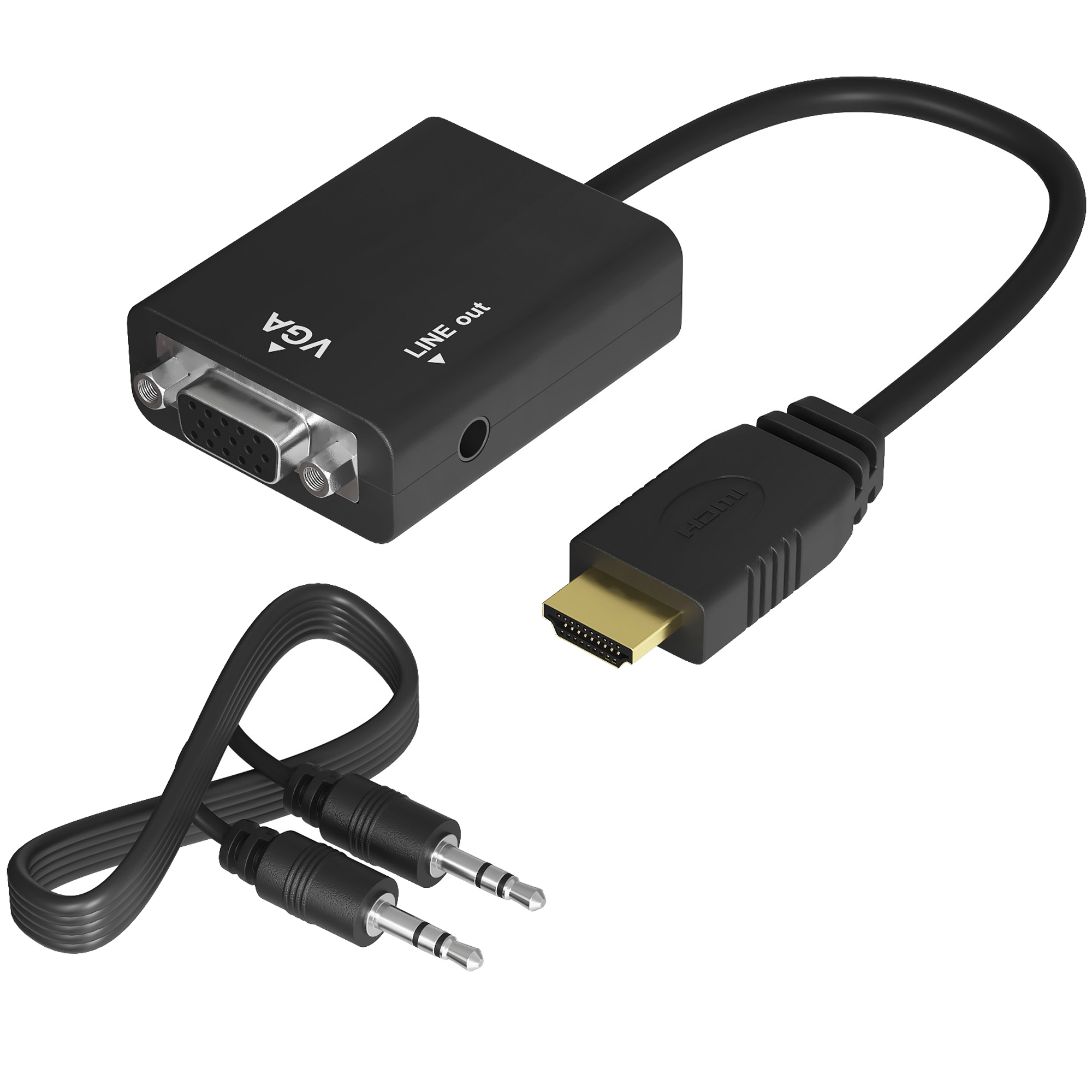 

Адаптер-переходник GSMIN VH23 HDMI M - VGA F + 3.5мм mini Jack F + DC 5В Black, Черный, VH23