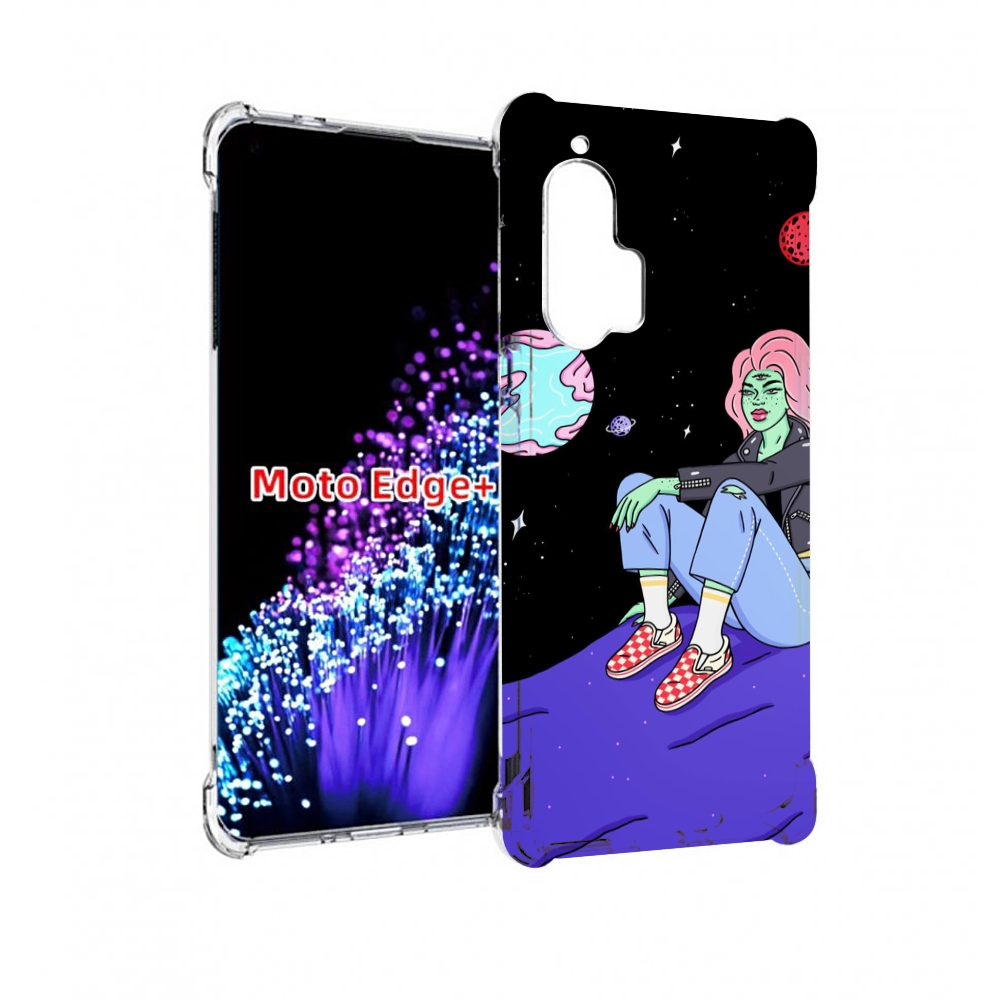 

Чехол MyPads девушка-на-луне-мультик для Motorola Edge+ Plus, Прозрачный, Tocco