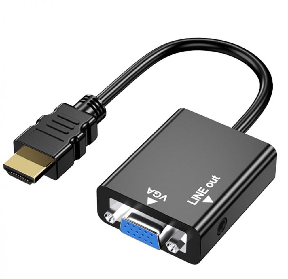 

Адаптер-переходник GSMIN VH24 HDMI (M) - VGA (F) + 3.5мм mini Jack (F) (Черный), VH24