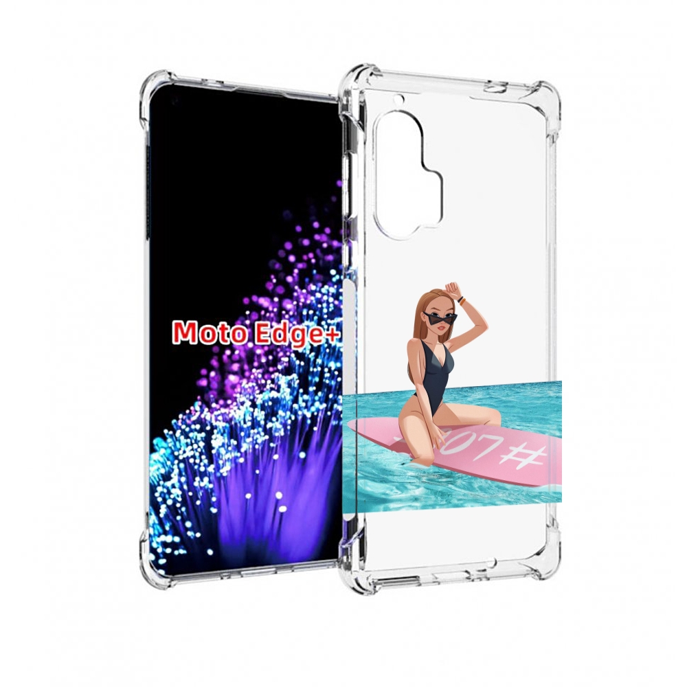 

Чехол MyPads девушка-на-серфе женский для Motorola Edge+ Plus, Прозрачный, Tocco