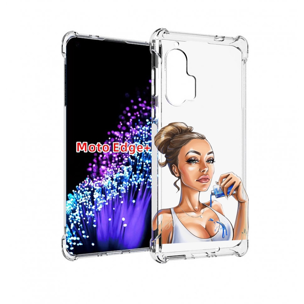 

Чехол MyPads девушка-пролила-краску женский для Motorola Edge+ Plus, Прозрачный, Tocco