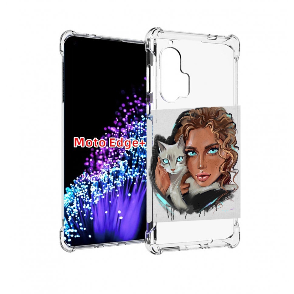 

Чехол MyPads девушка-с-котом-голубые-глаза женский для Motorola Edge+ Plus, Прозрачный, Tocco