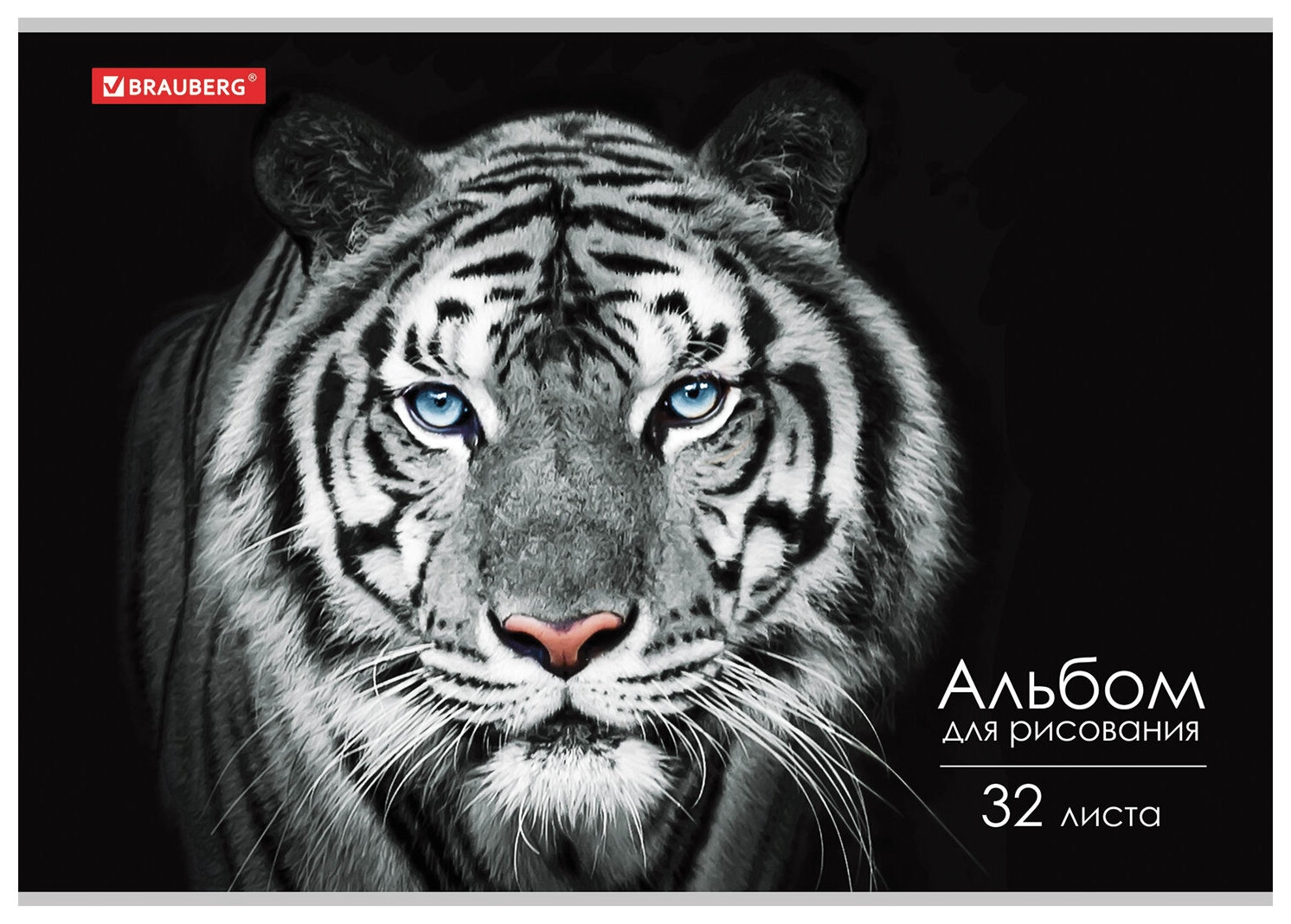 

Альбом для рисования BRAUBERG ЭКО Тигр А4 32 л., скоба, обложка картон 10 шт