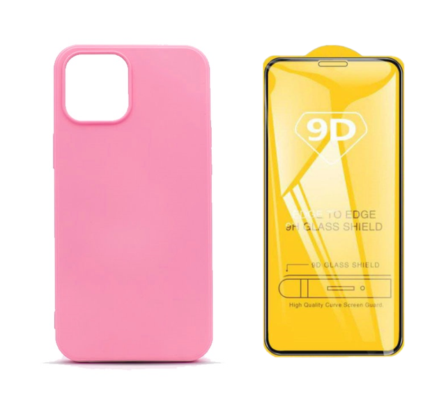 фото Чехол с защитным стеклом qvatra для iphone 11 pro розовый
