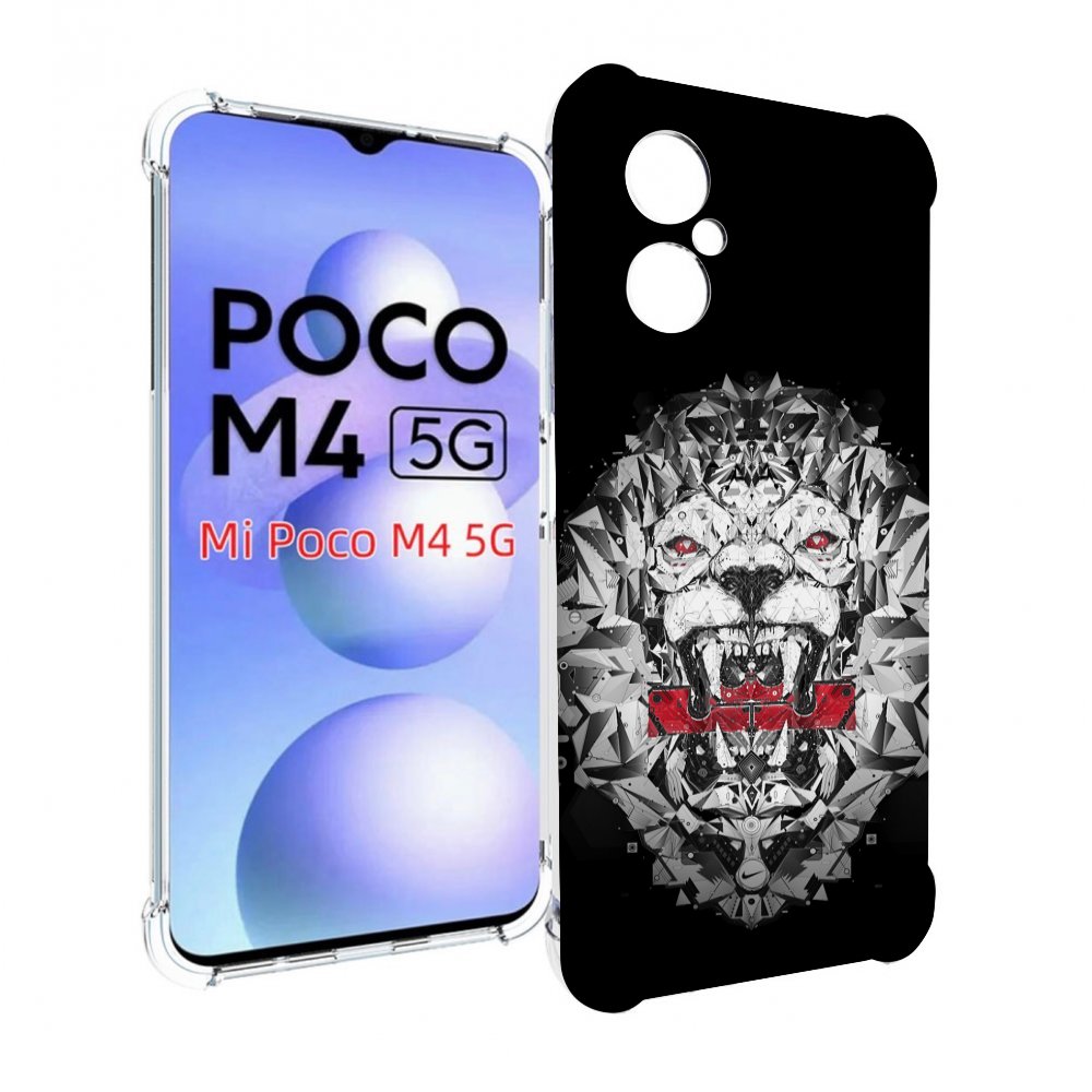 

Чехол MyPads тигр-с-гранями-черно-белый для Xiaomi Poco M4 5G, Прозрачный, Tocco