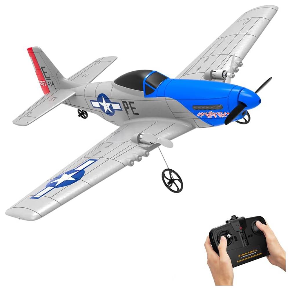 Радиоуправляемый самолет Volantex RC P51D Mustang 400мм синий 2.4G RTF - EXA76203R