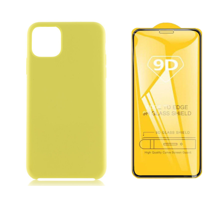фото Чехол с защитным стеклом qvatra для iphone 11 pro max желтый