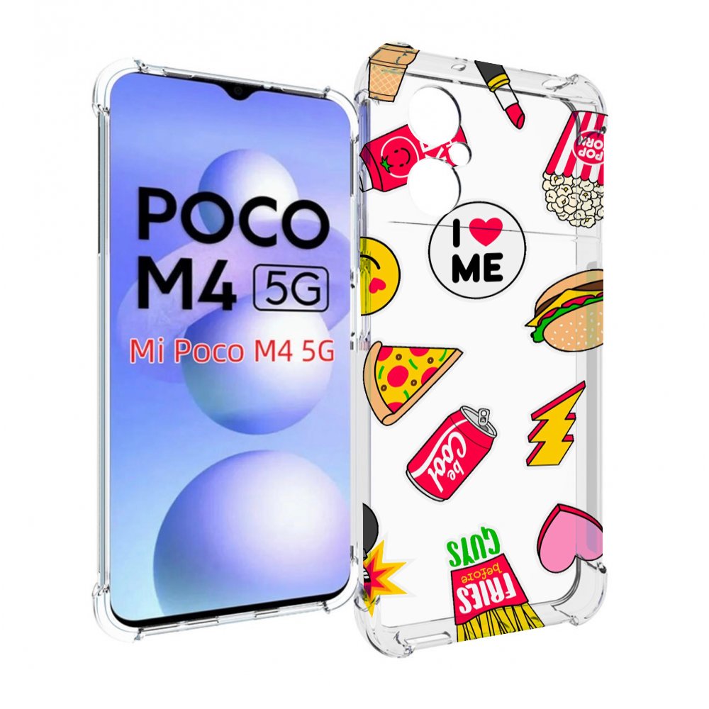 

Чехол MyPads фаст-фуд для Xiaomi Poco M4 5G, Прозрачный, Tocco