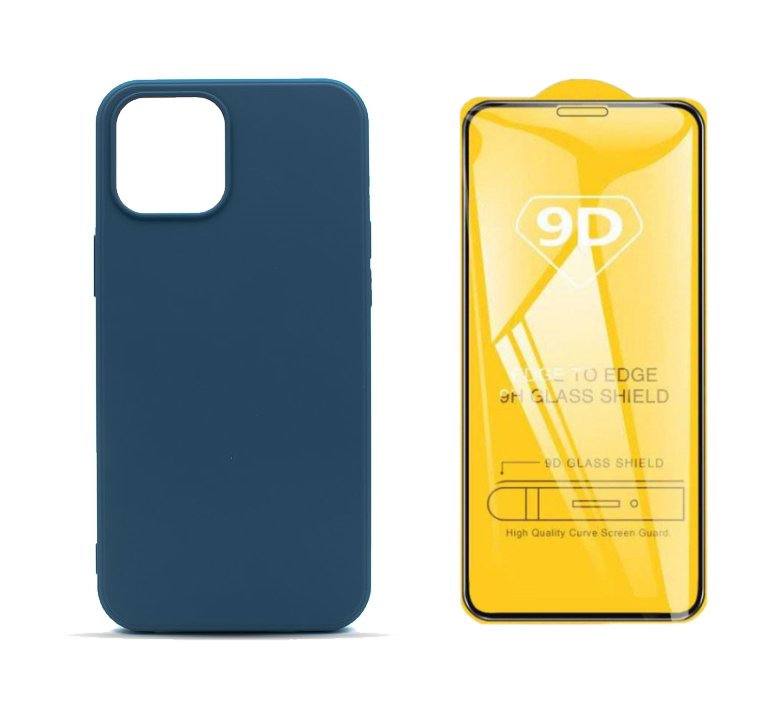 фото Чехол с защитным стеклом qvatra для iphone 12 синий