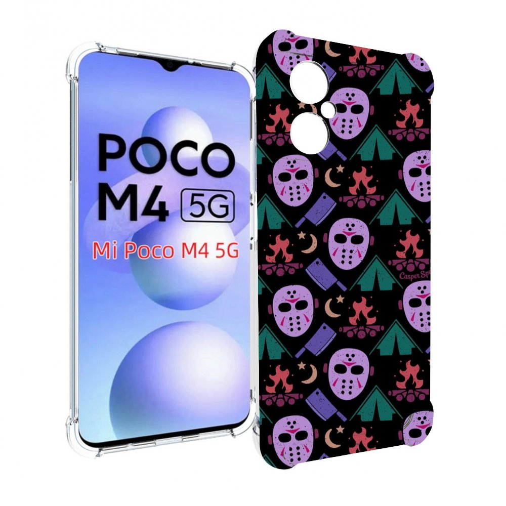 

Чехол MyPads фиолетовые маски для Xiaomi Poco M4 5G, Прозрачный, Tocco