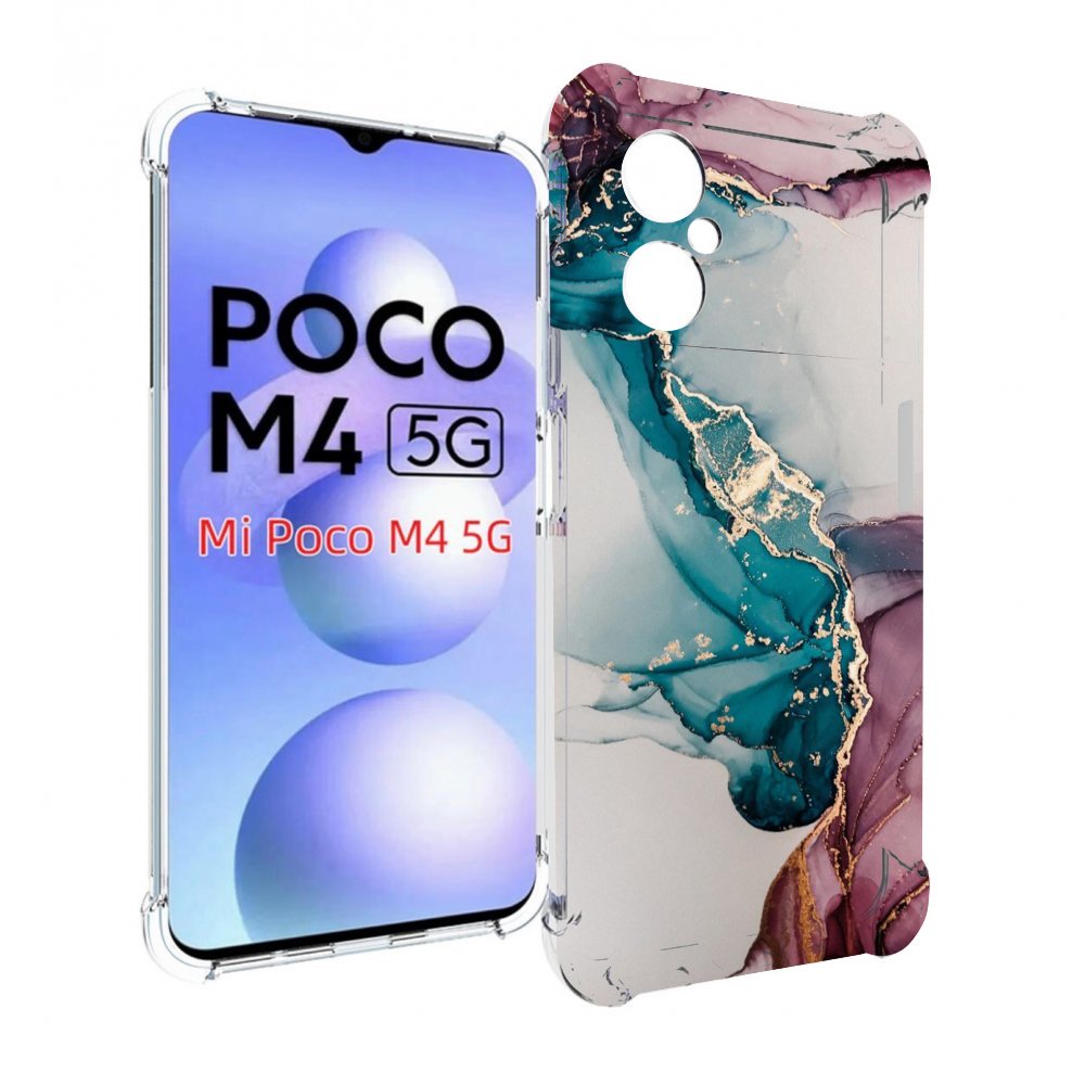

Чехол MyPads фиолетовый синий краски для Xiaomi Poco M4 5G, Прозрачный, Tocco